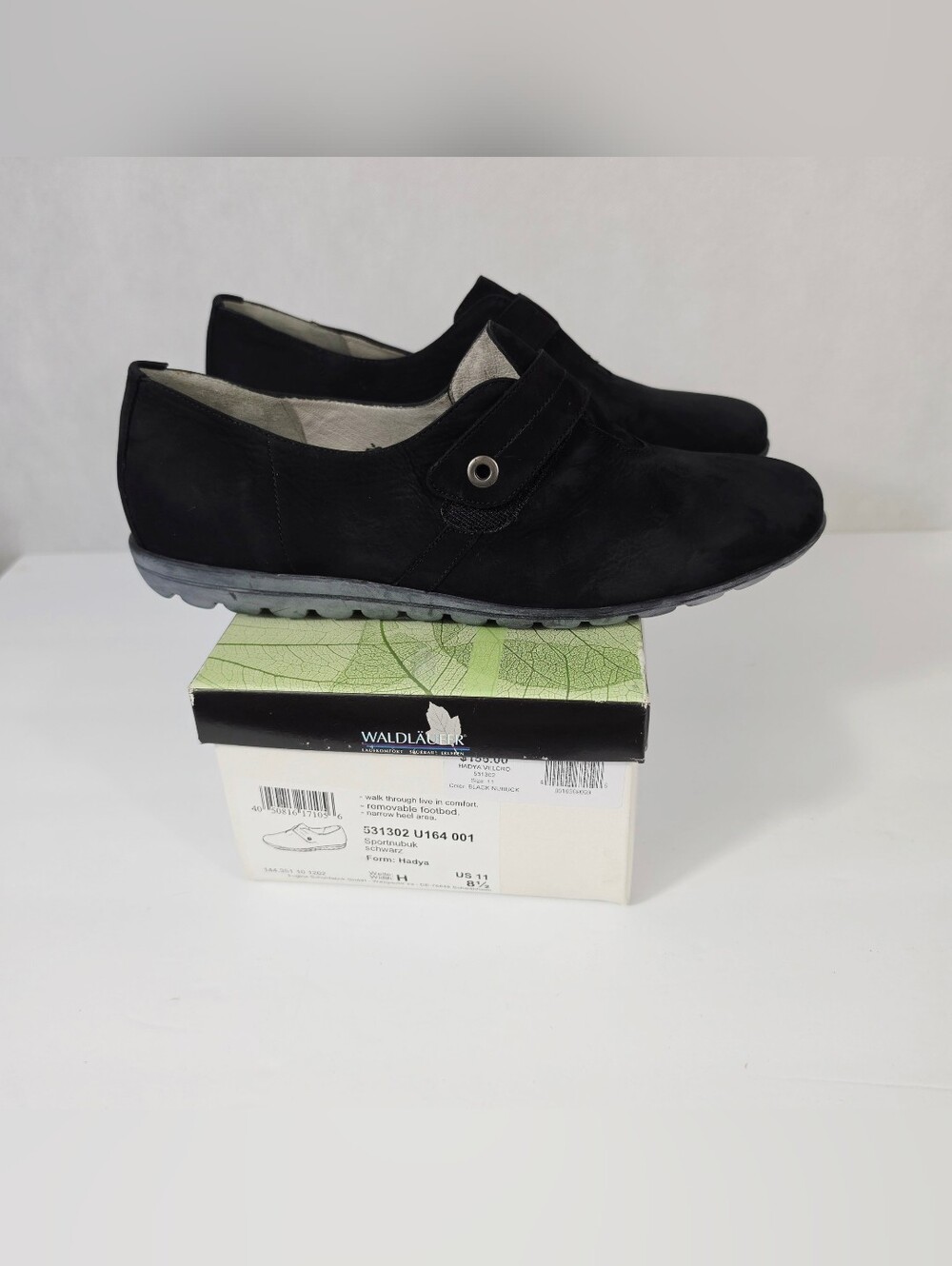 Waldläufer Hadya Black Nubuck Comfort Shoes
